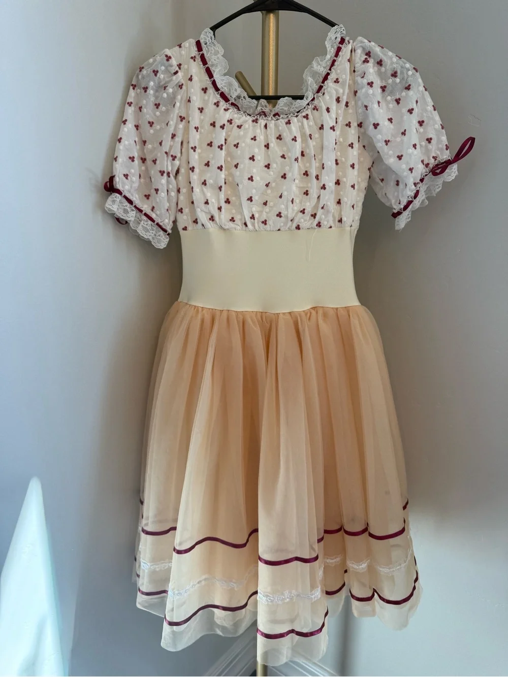 Revolution Dancewear Girls XLC Peach Burgundy Ballet Recital Costume Dress
